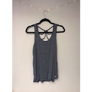 •HOLLISTER• white & navy soft tank w/strappy back
